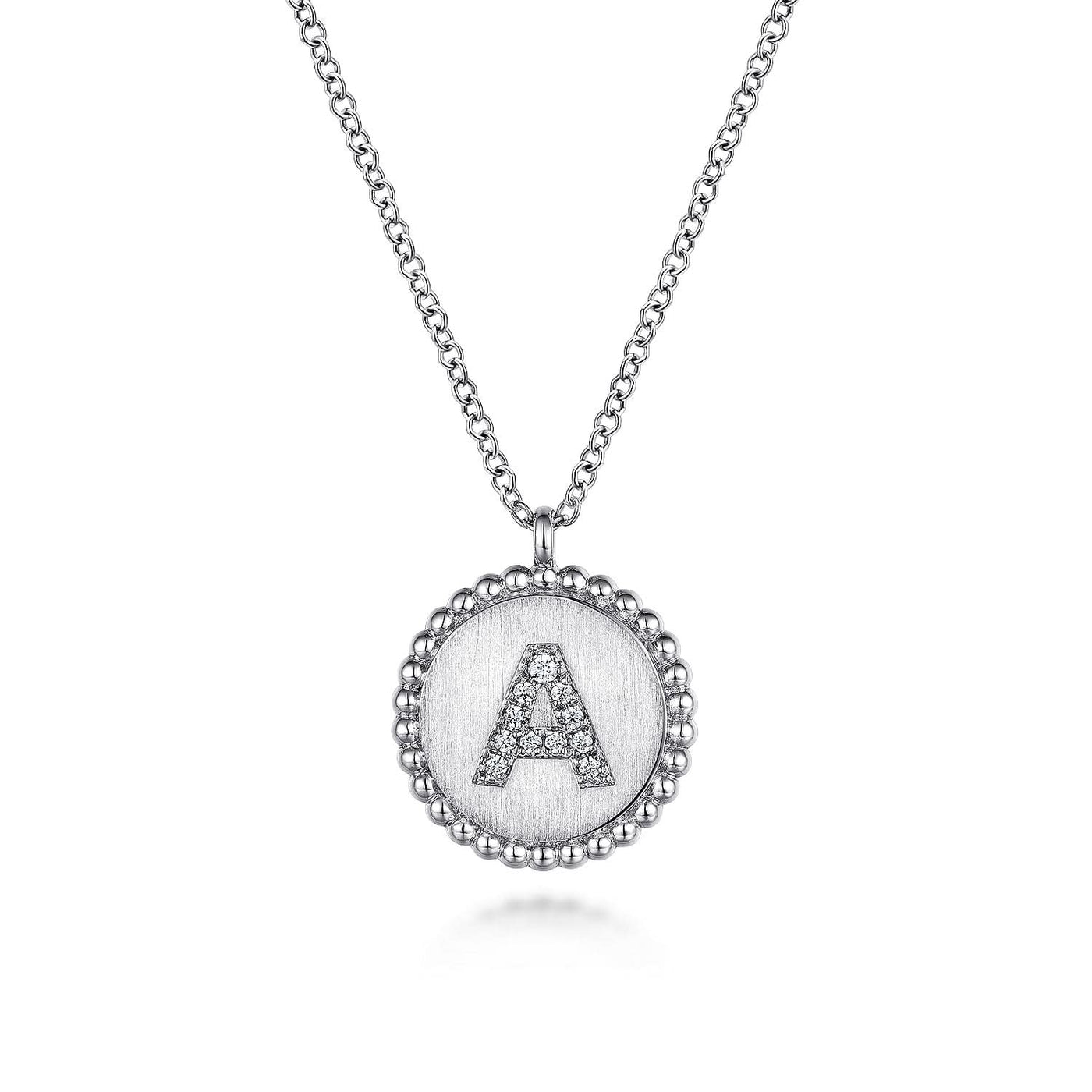 Sterling Silver Natural Diamond Initial A 17.5 inch Necklace