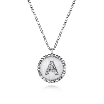 Sterling Silver Natural Diamond Initial A 17.5 inch Necklace