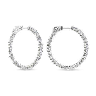 14K White Lab Grown Diamond Hoop Earrings