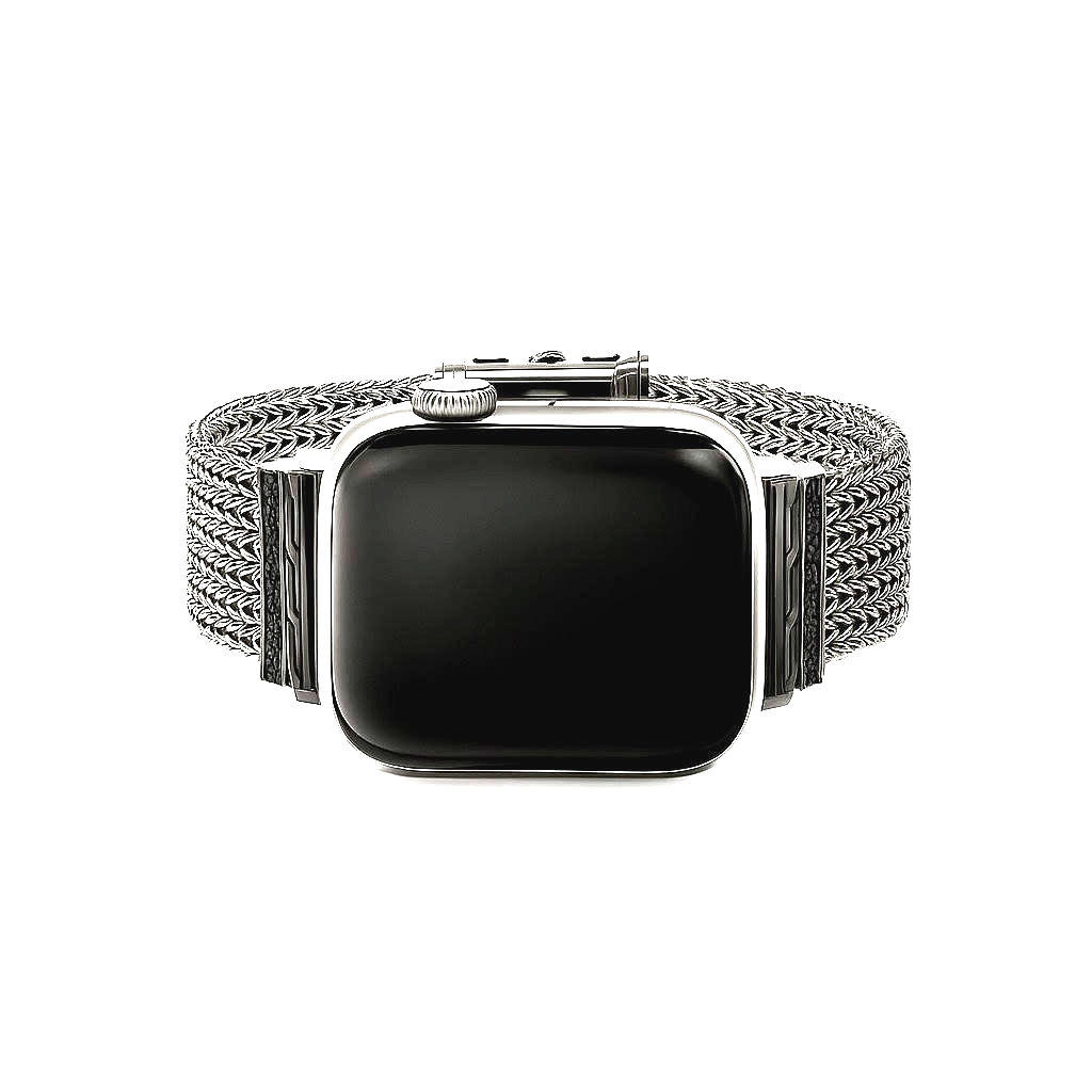 Sterling Silver and Black Sapphire Smart Watch Strap