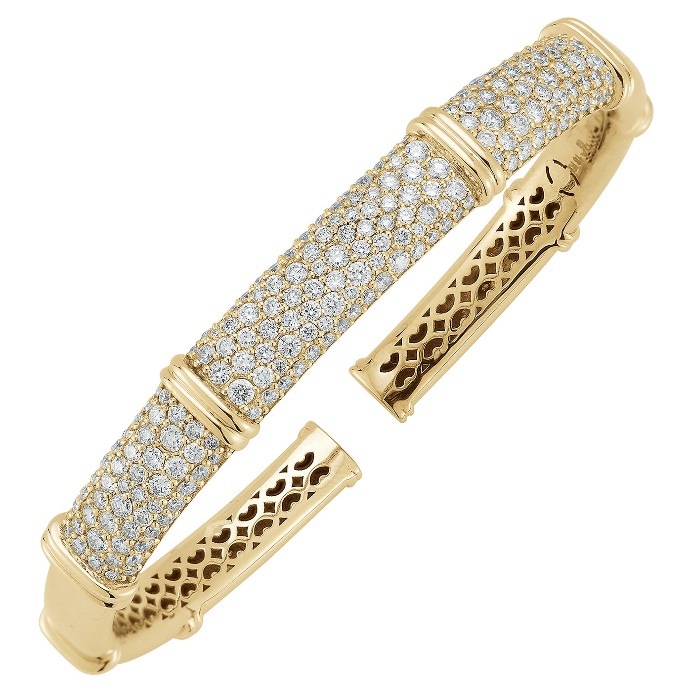 18K Yellow Natural Diamond Hinged Bangle Bracelet