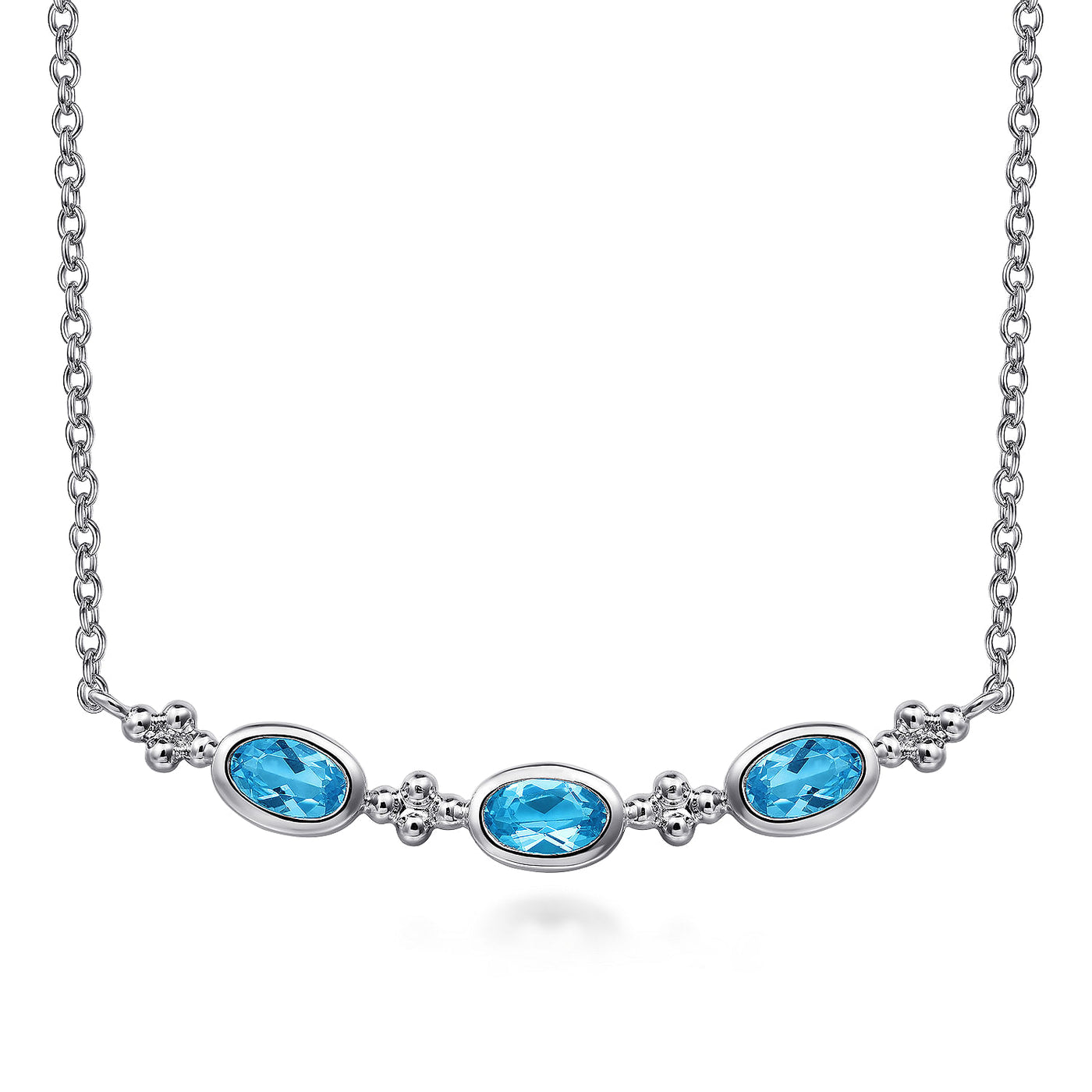 Sterling Silver Blue Topaz 17.5 inch Necklace