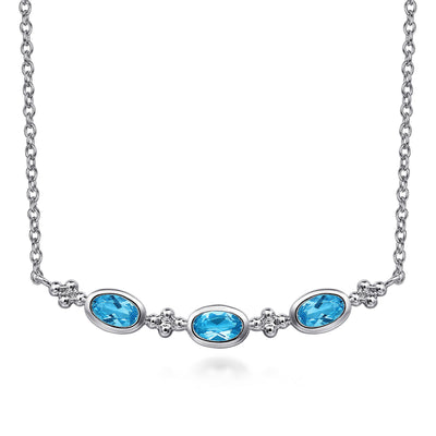 Sterling Silver Blue Topaz 17.5 inch Necklace