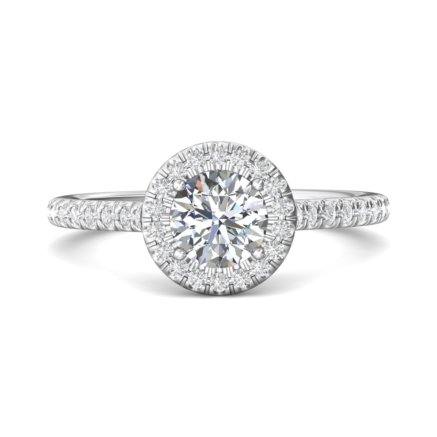 14K White Natural Diamond Semi-Mount Ring that accomodates a 6.00 mm Center