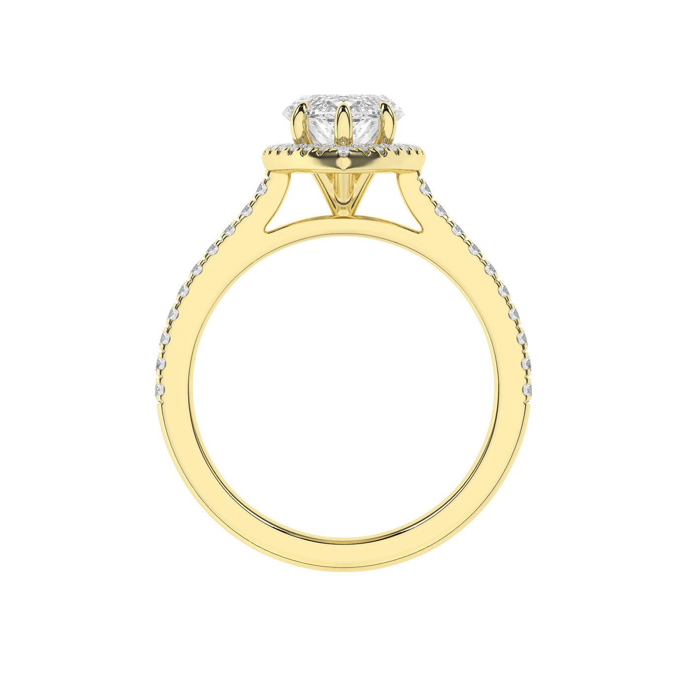 14K Yellow Marquise Lab Grown Diamond Halo Engagement Ring