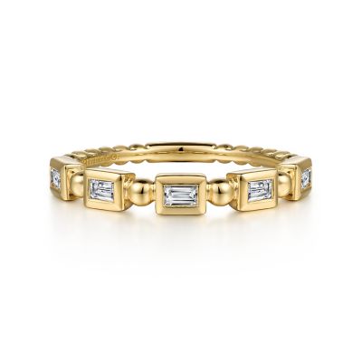 14K Yellow Stackable Natural Diamond Ring Size 6.5