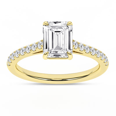 14K Yellow Emerald Cut Lab Grown Diamond Solitaire Engagement Ring