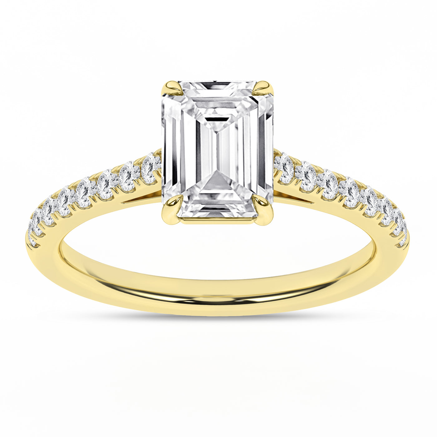 14K Yellow Emerald Cut Lab Grown Diamond Solitaire Engagement Ring