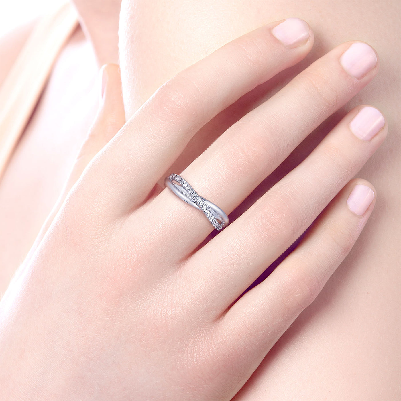 Sterling Silver White Sapphire Criss Cross Ring
