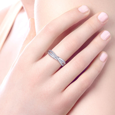 Sterling Silver White Sapphire Criss Cross Ring