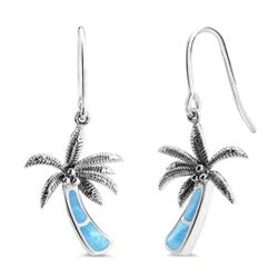 Sterling Silver Larimar Palm Tree Earrings