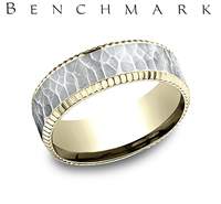 14K Yellow & White 8 mm Coin edge Wedding Band Size 10