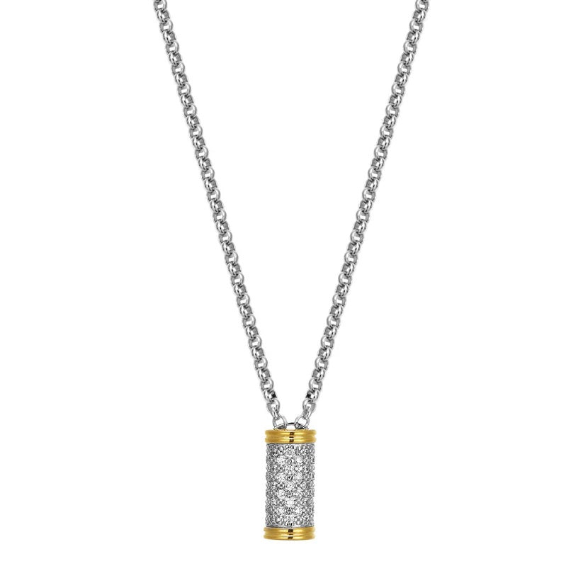 Sterling/14K Gold Finish Necklace with Cubic Zirconium 17 inch