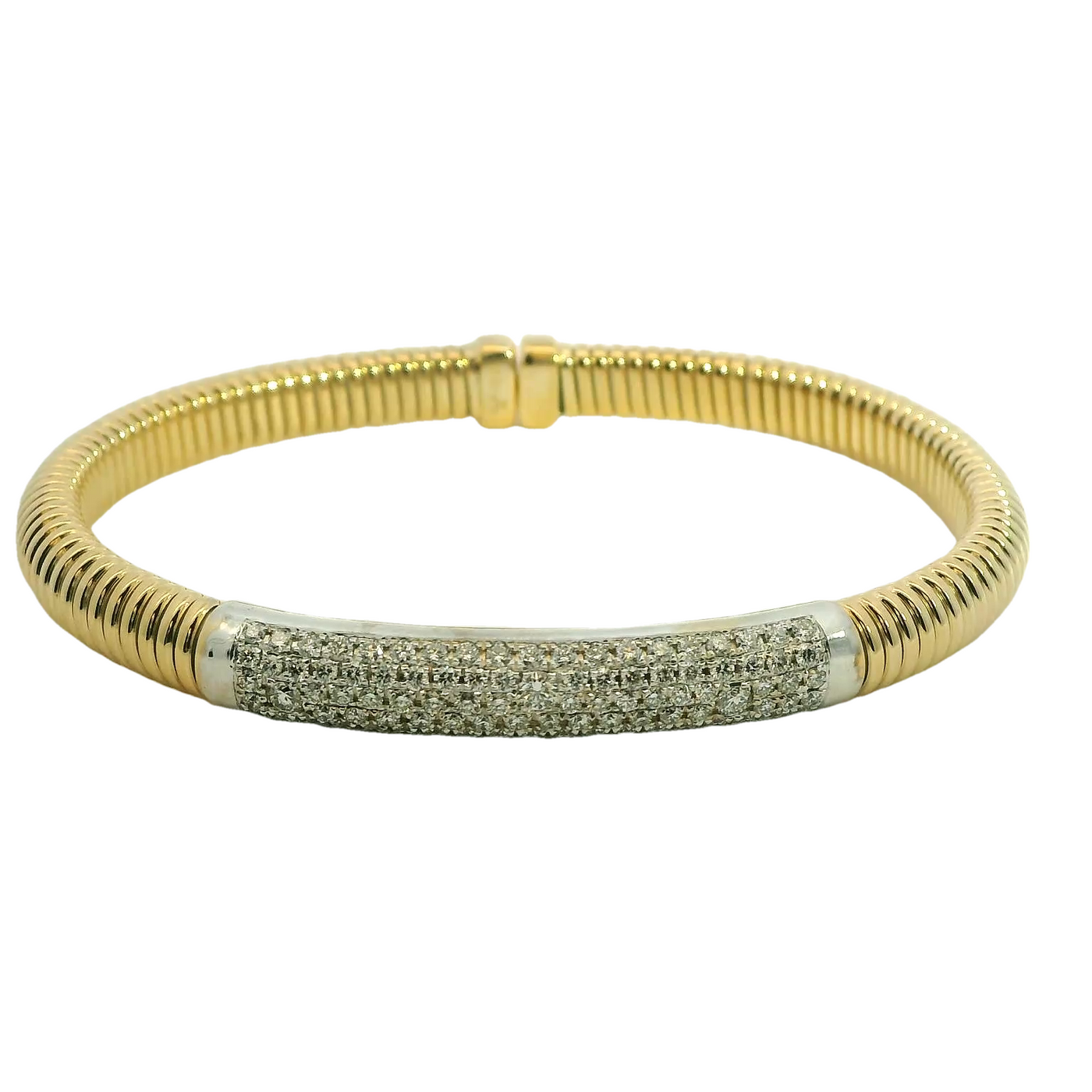 18K Yellow & White Natural Diamond Cuff Bracelet