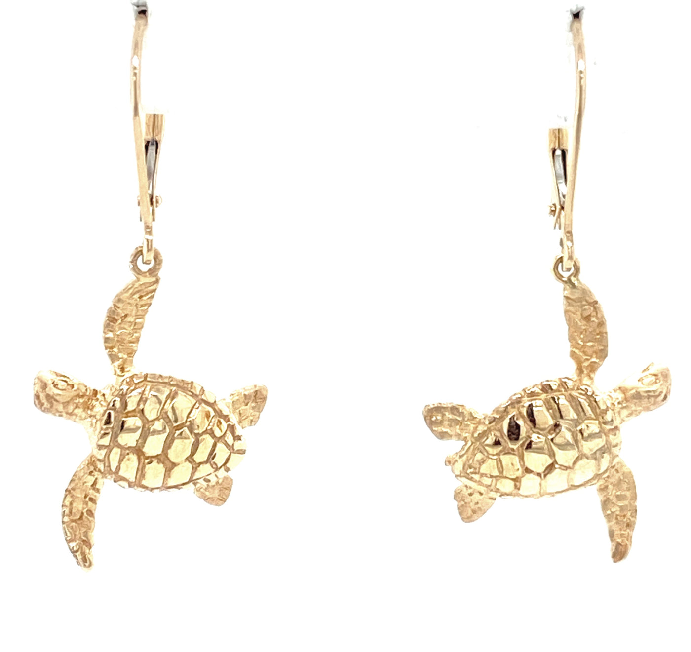 14K Yellow SeaTurtle Earrings