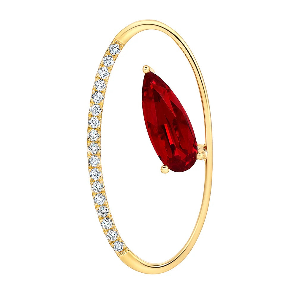 14K Yellow Gold Chatham Ruby and Lab Grown Diamond Pendant