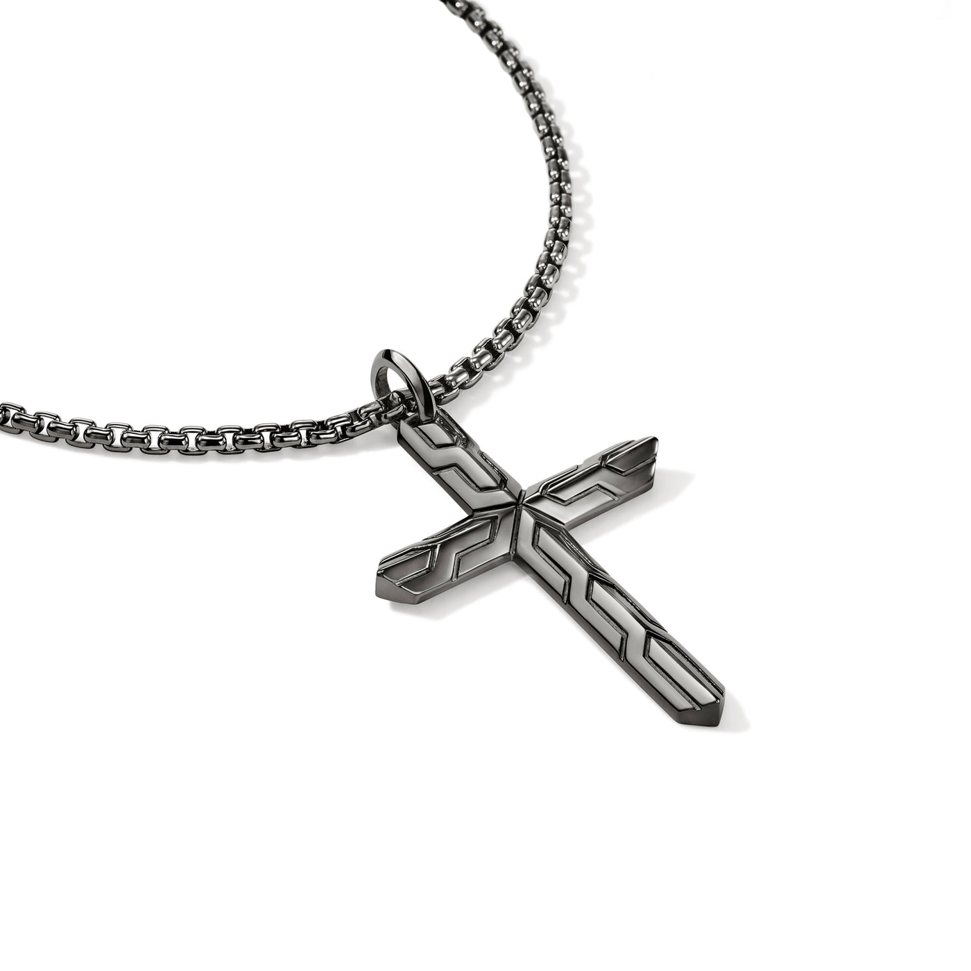 Sterling Silver Black Icon Cross Necklace 22 inch
