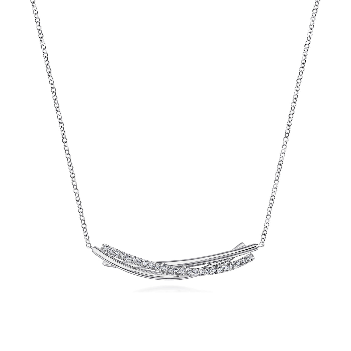 Sterling Silver White Sapphire Bar Necklace 18 inch