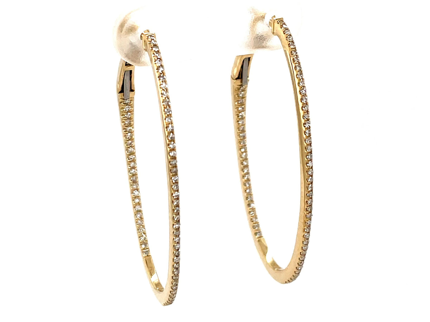 14K Yellow Natural Diamond Hoop Earrings