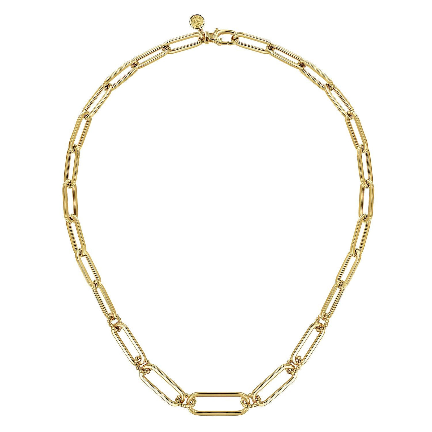 14K Yellow Paperclip Necklace 17 inch