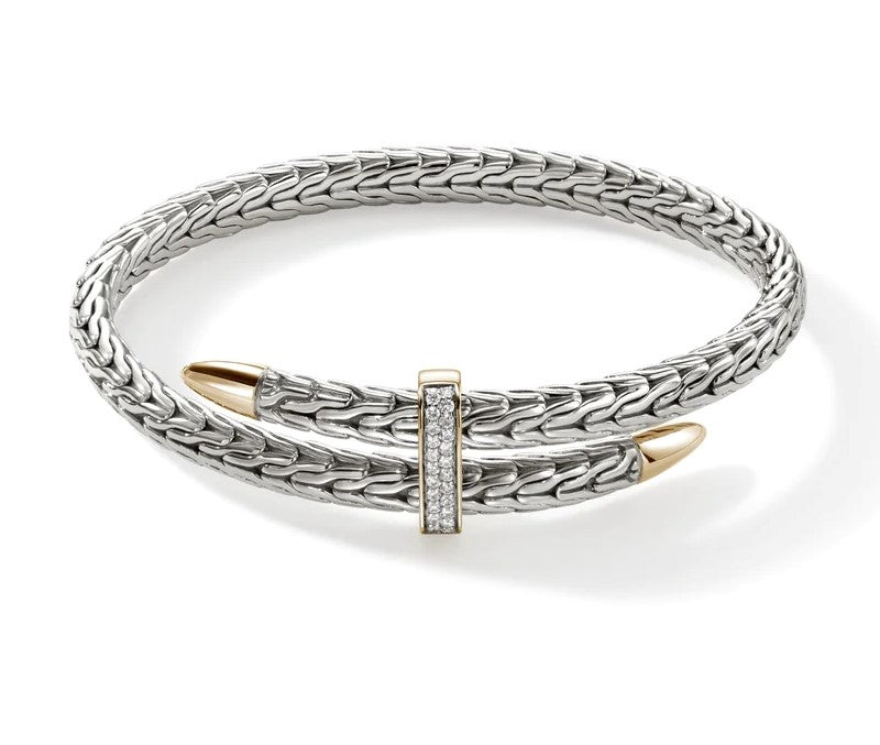 Sterling/14K Yellow & White Natural Diamond Spear Collection Bracelet