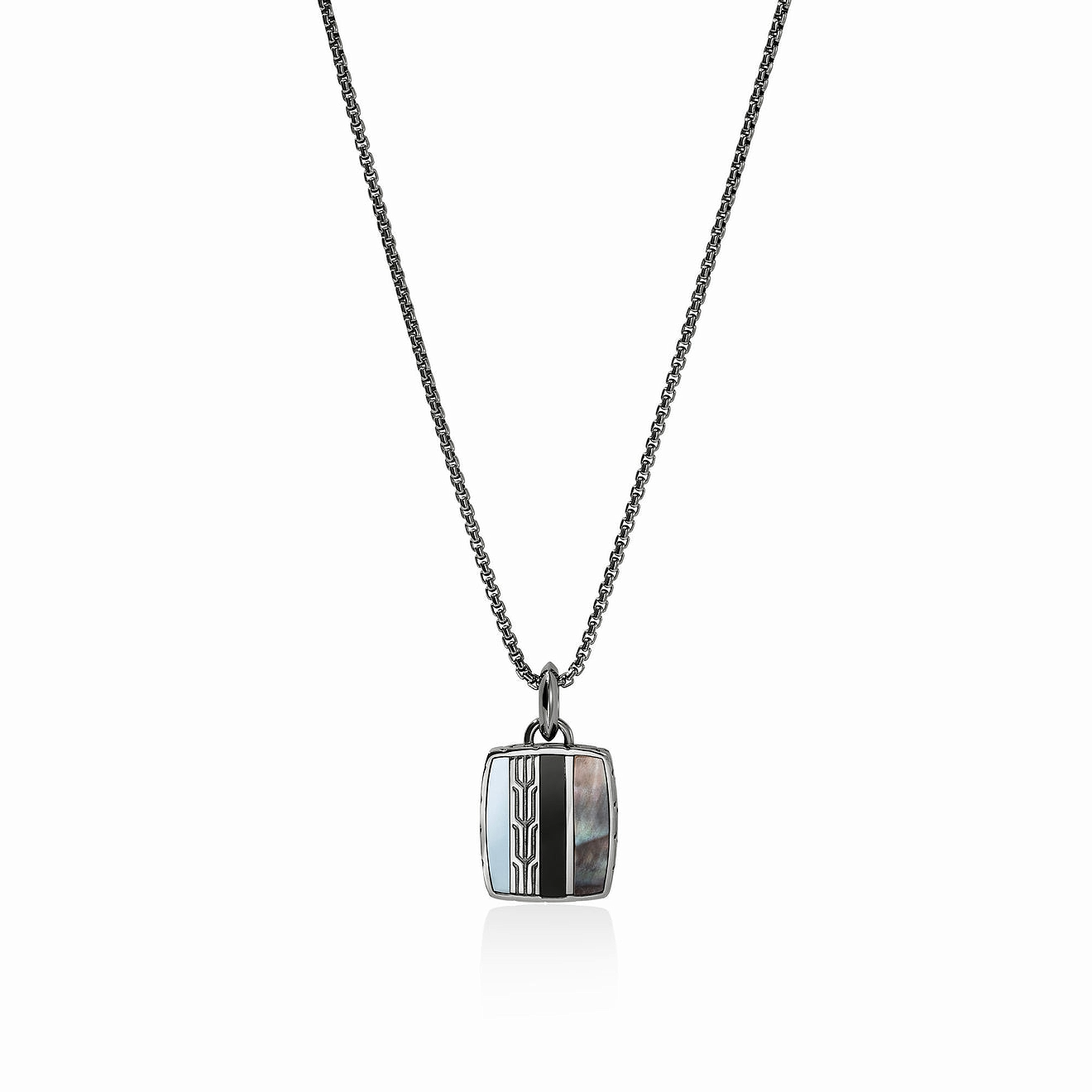 Sterling/Rhodium Finish Black Multi-Gemstone 22 inch Necklace