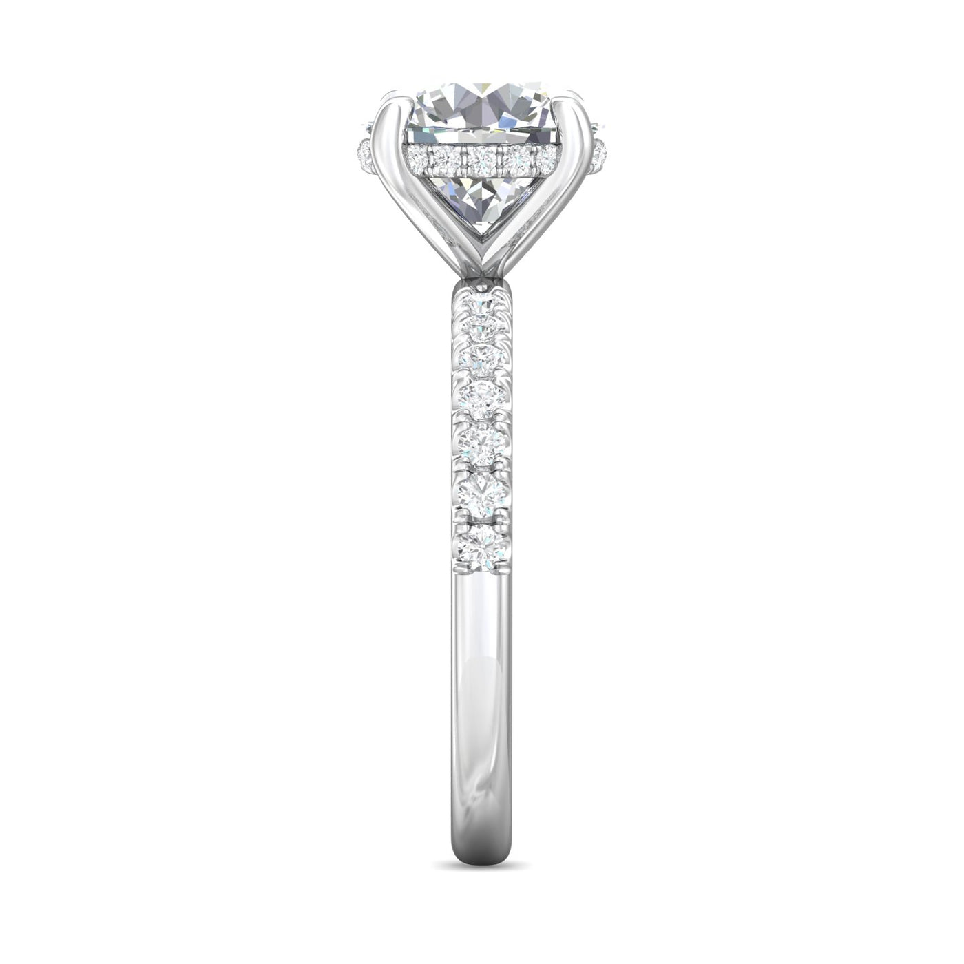 14K White Natural Diamond Semi-Mount Ring that accomodates a 9.00 mm Center