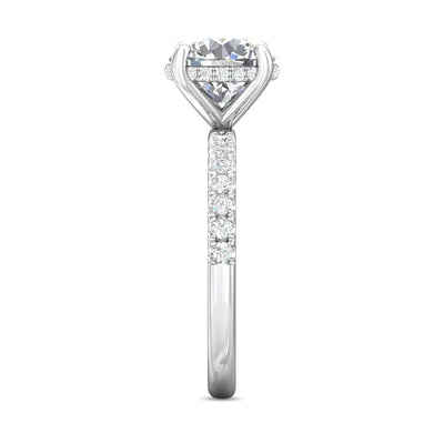 14K White Natural Diamond Semi-Mount Ring that accomodates a 9.00 mm Center