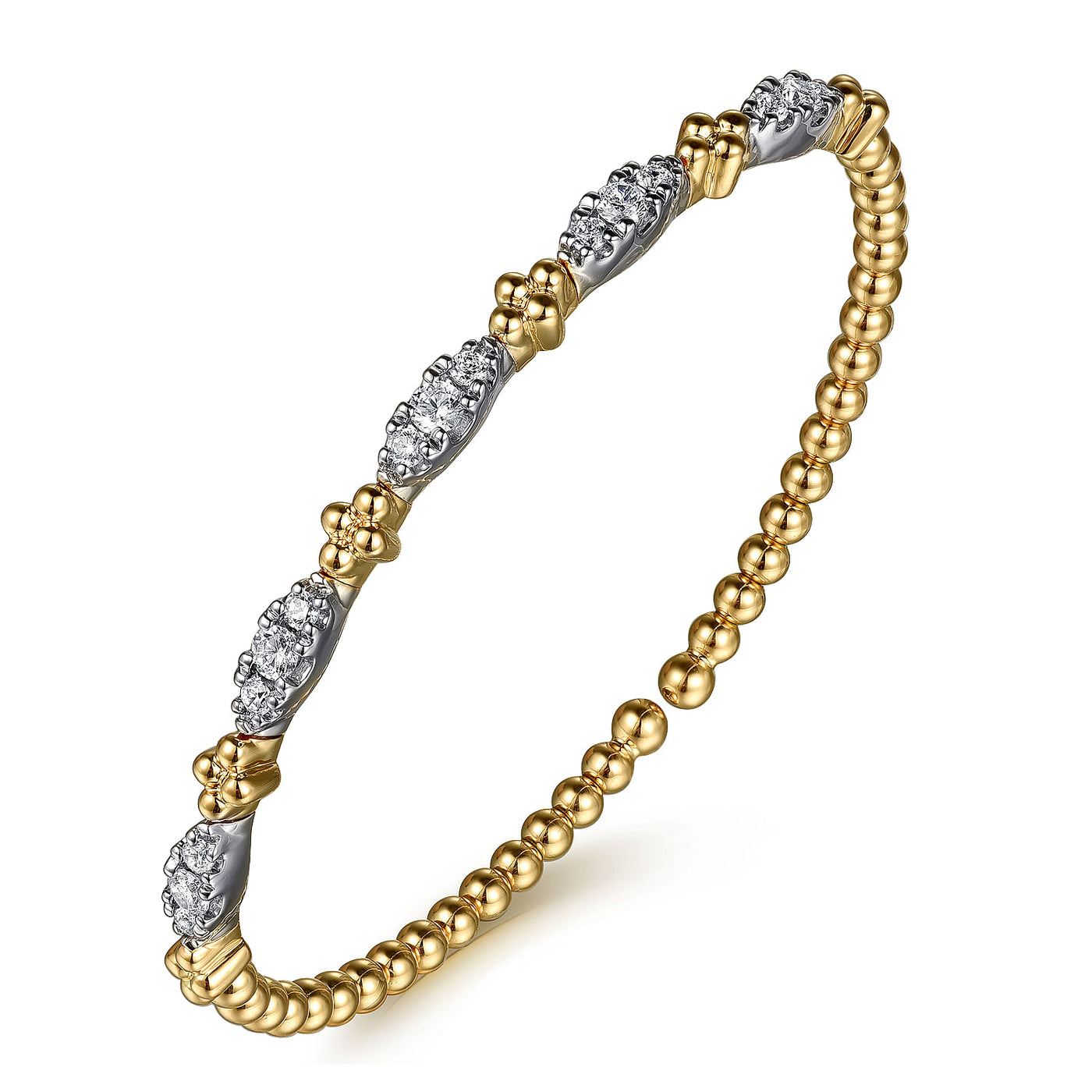 14K Yellow & White Natural Diamond Cuff Bracelet