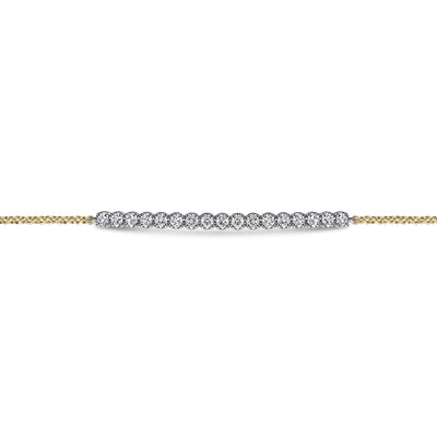 14K Yellow & White Sapphire Bar Bracelet