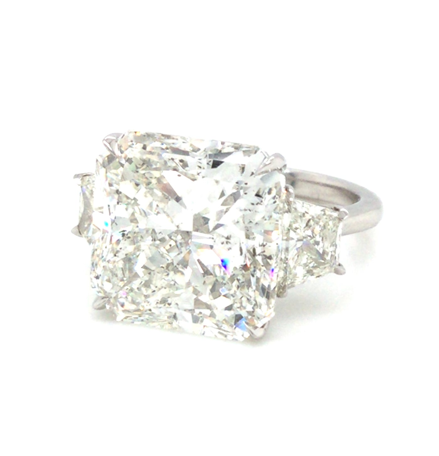 Platinum Radiant Cut Natural Diamond Classic Engagement Ring