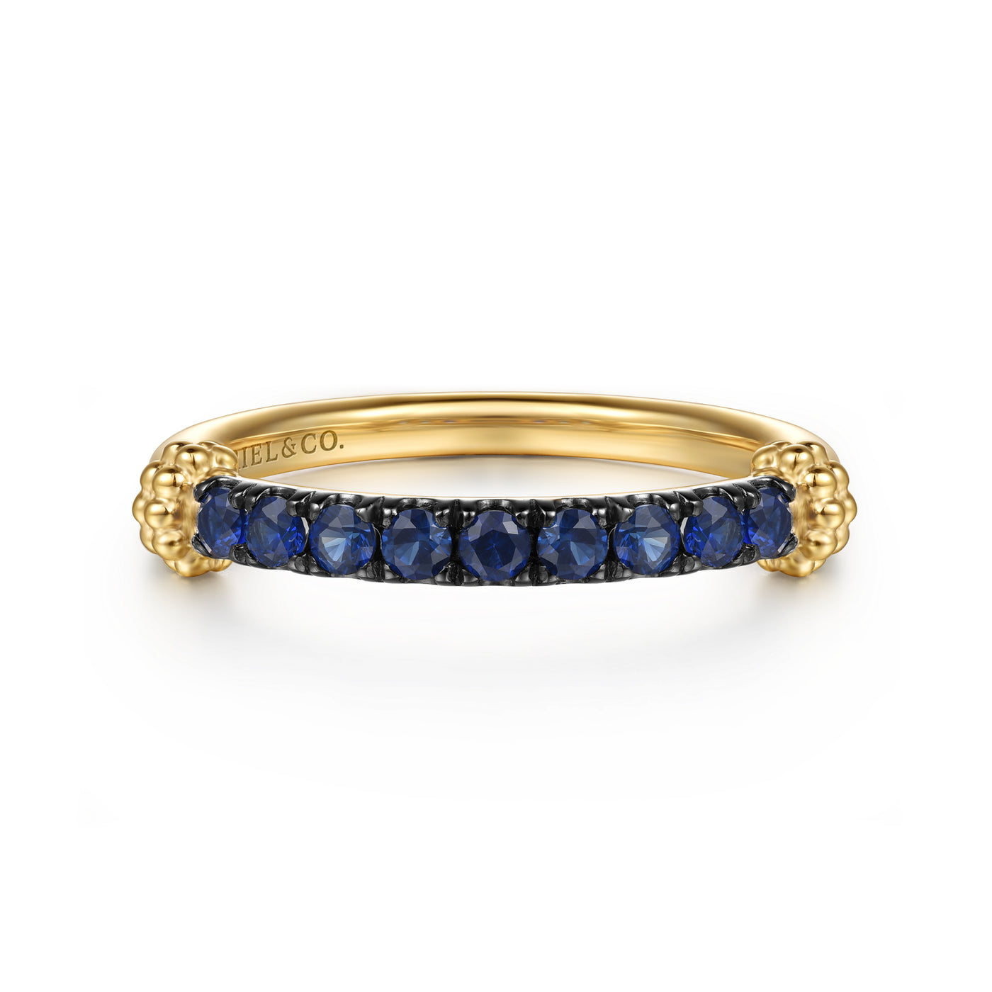 14K Yellow Stackable Blue Sapphire Ring Size 6.5