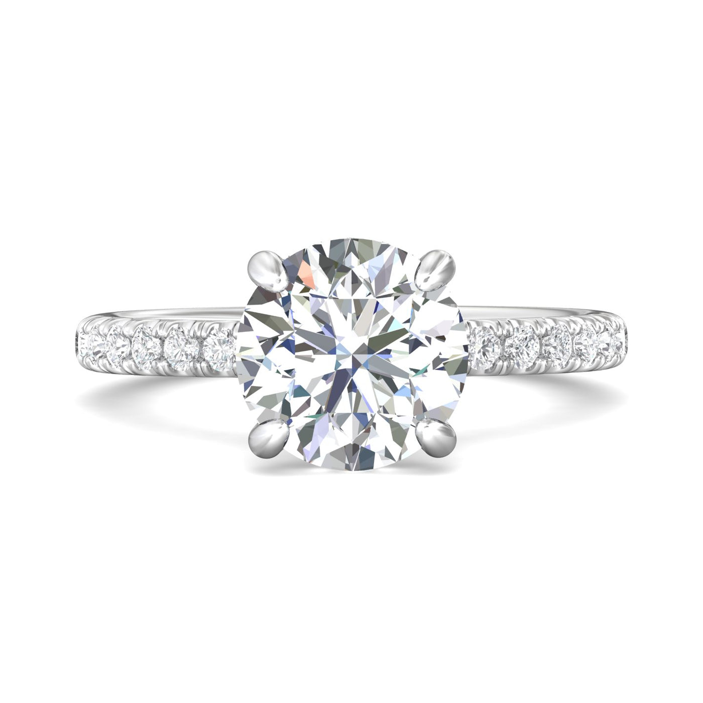 14K White Natural Diamond Semi-Mount Ring that accomodates a 9.00 mm Center