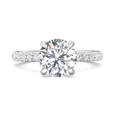 14K White Natural Diamond Semi-Mount Ring that accomodates a 9.00 mm Center