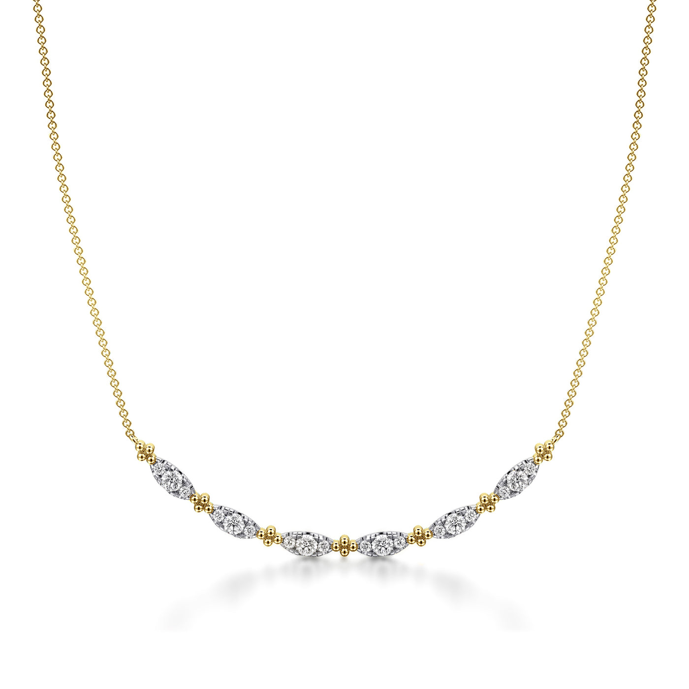 14K Yellow Natural Diamond 17.5 inch Necklace