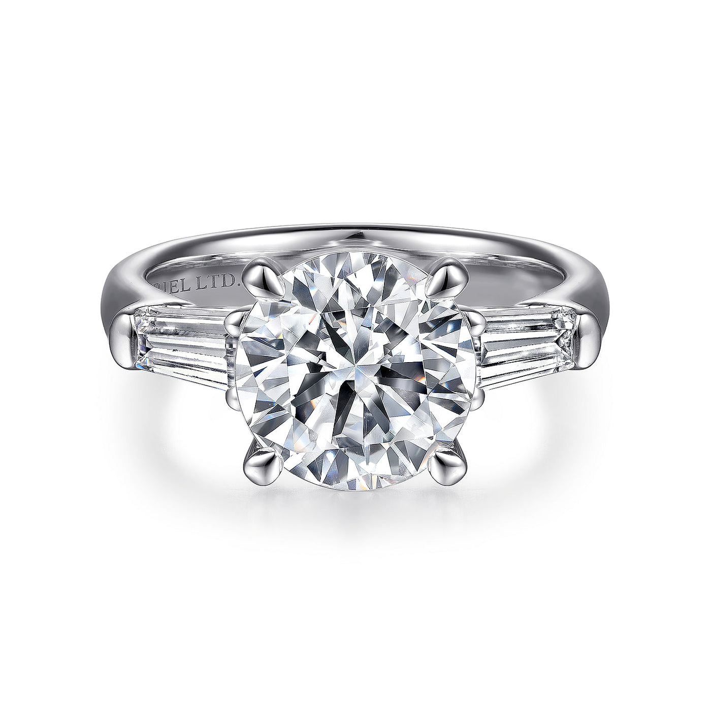 18K White Natural Diamond Semi-Mount Ring that accomodates a 9.00 mm Center