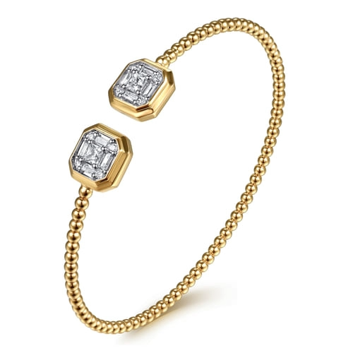 14K Yellow Natural Diamond Cuff Bracelet
