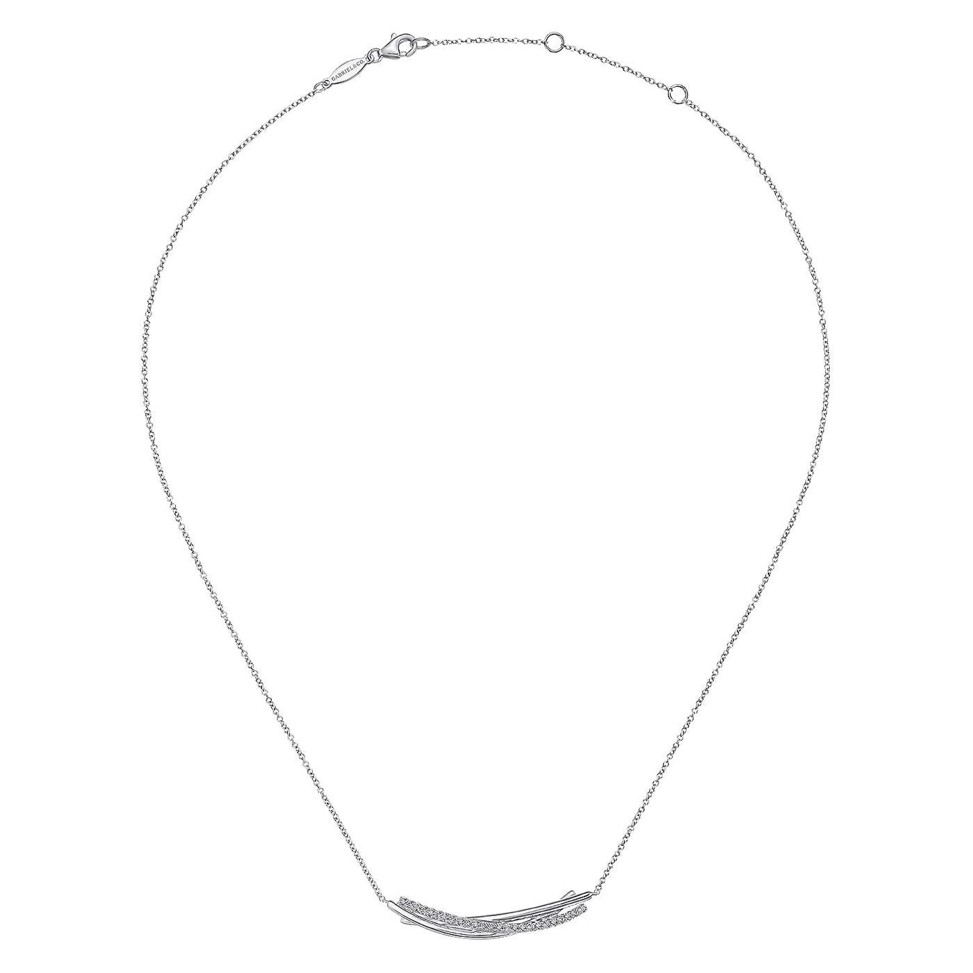 Sterling Silver White Sapphire Bar Necklace 18 inch