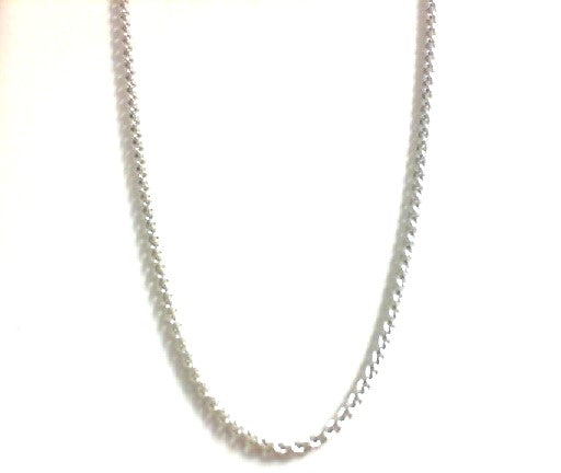 14K White 16 Inch Round Wheat Chain