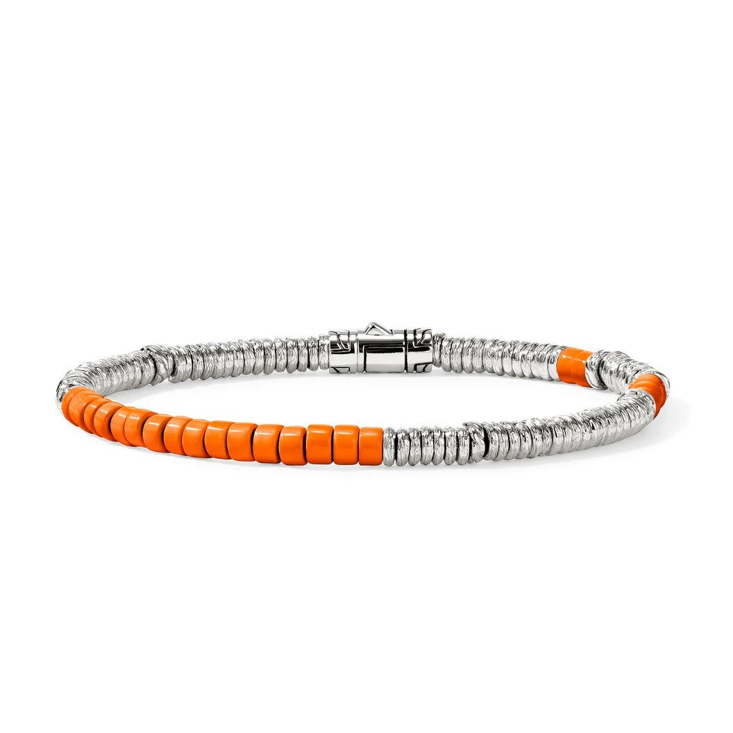 Sterling Silver Orange Enamel Bracelet