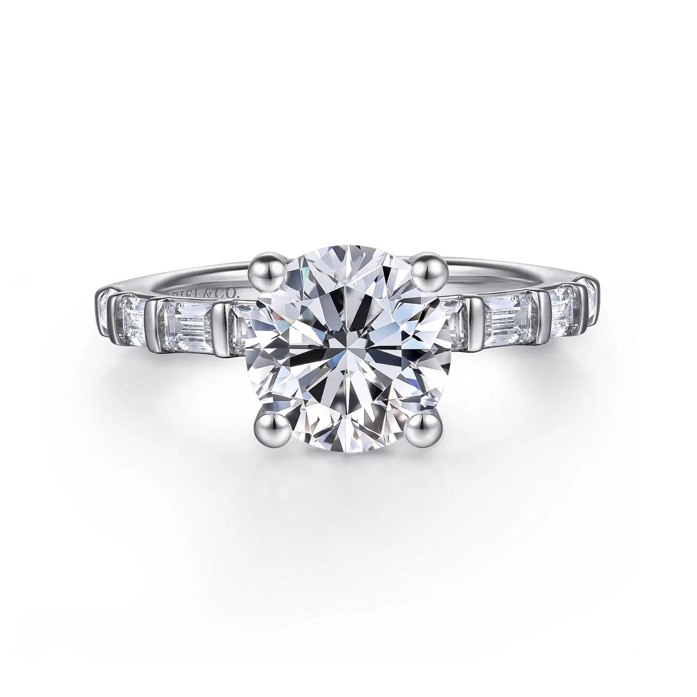14K White Natural Diamond Semi-Mount Ring that accomodates an 8.00 mm Center