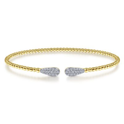 14K Yellow Gold Natural Diamond Cuff Bracelet