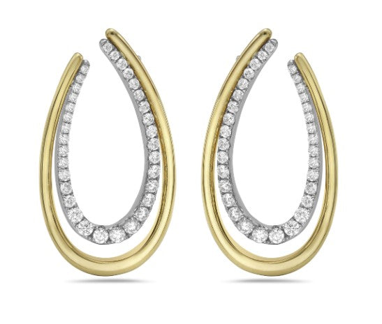 18K Yellow Gold Natural Diamond J Hoop Earrings