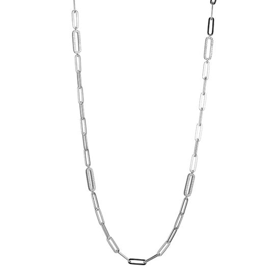 Sterling/Rhodium White Paper Clip Necklace 24 inch