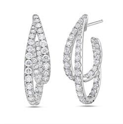 18K White Gold Natural Diamond Hoop Earrings