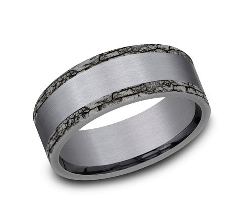 Tantalum Gray 7 mm Stone wall Wedding Band Size 10