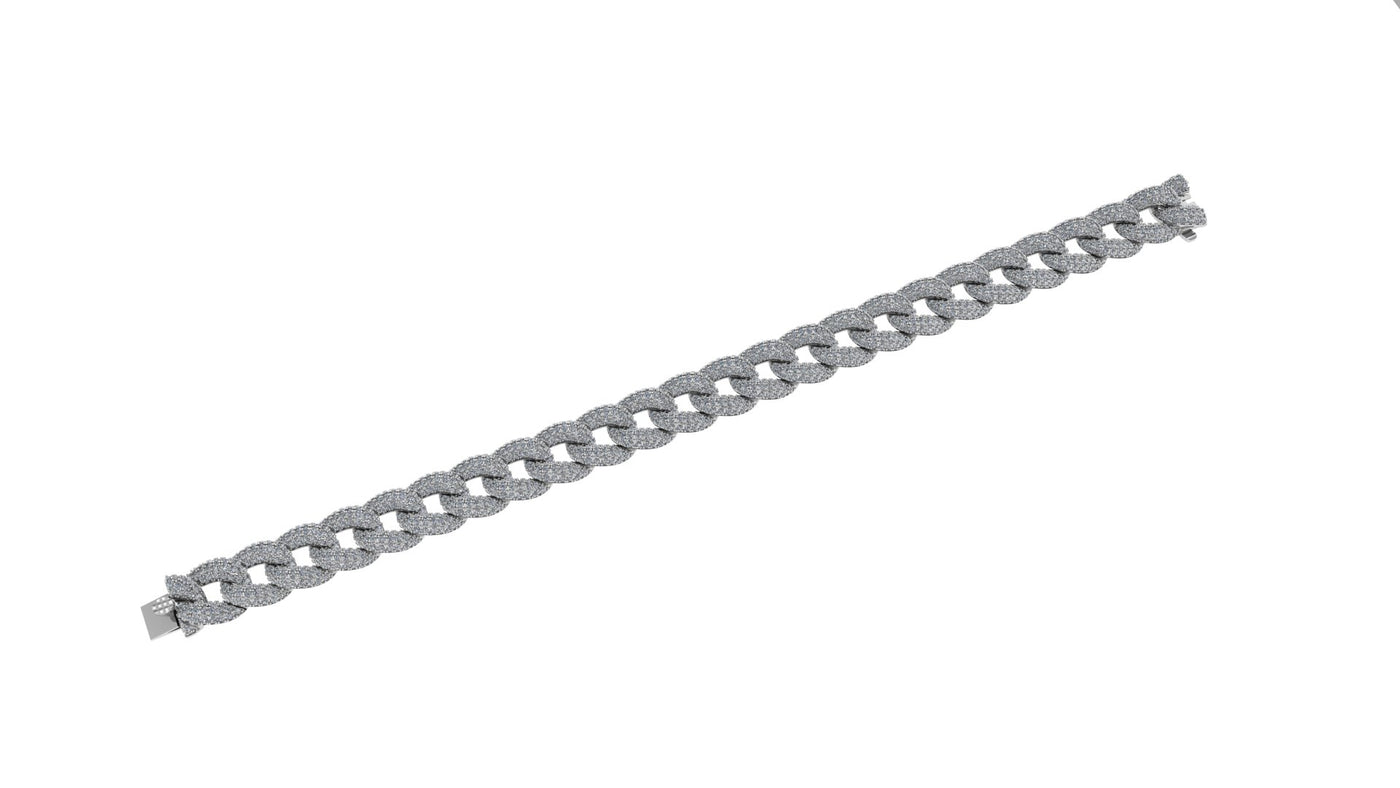 14K White Gold Natural Diamond Curb Link Bracelet