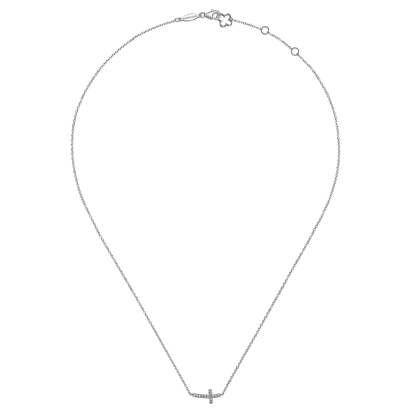 14K White Natural Diamond 17 inch Necklace