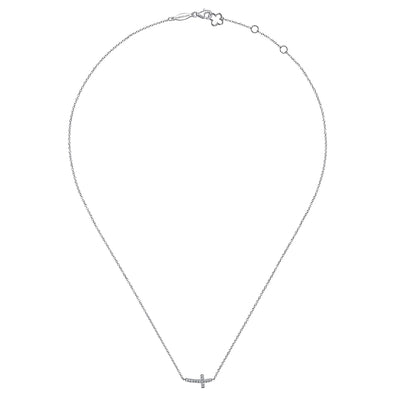 14K White Natural Diamond 17 inch Necklace