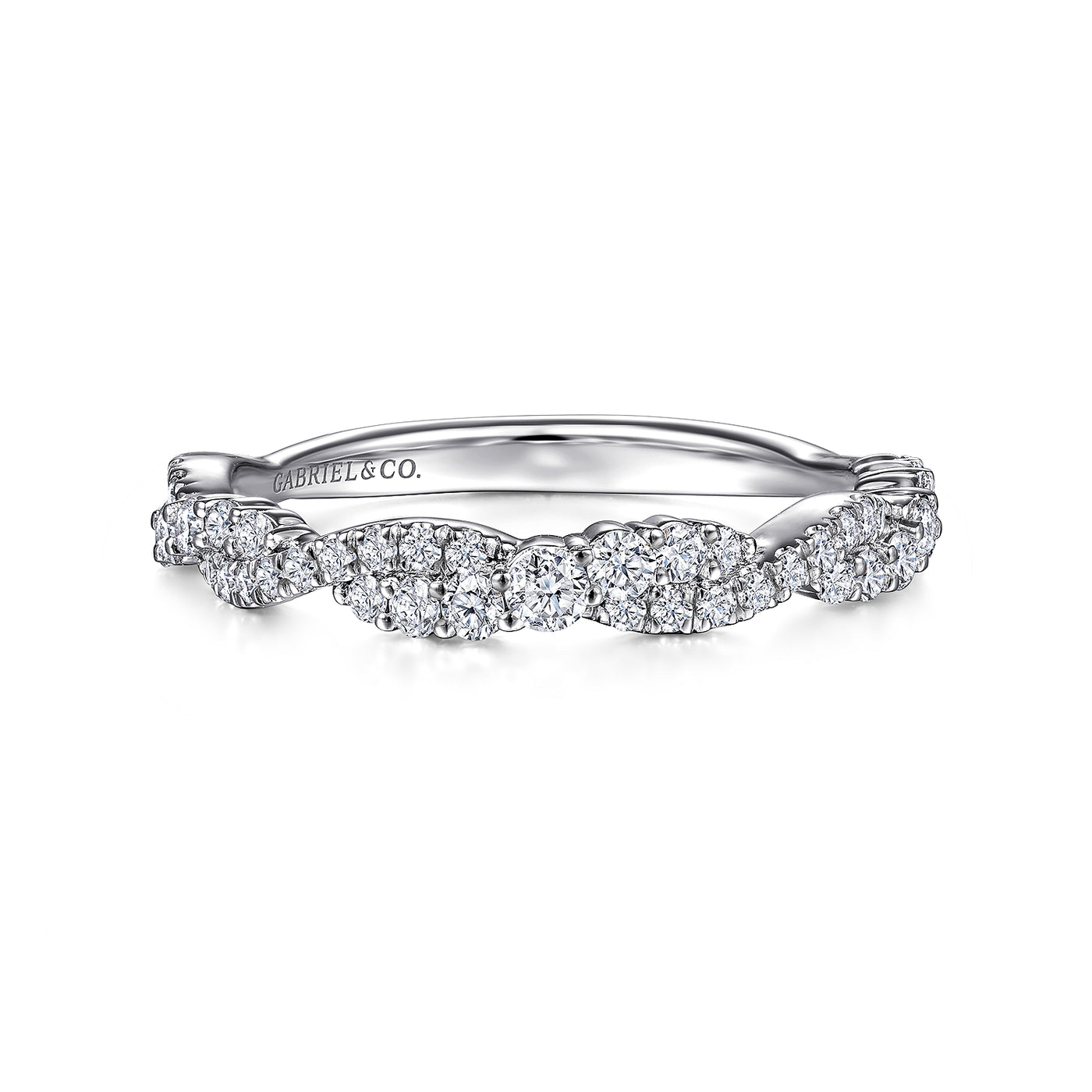 14K White Stackable Natural Diamond Ring Size 6.5